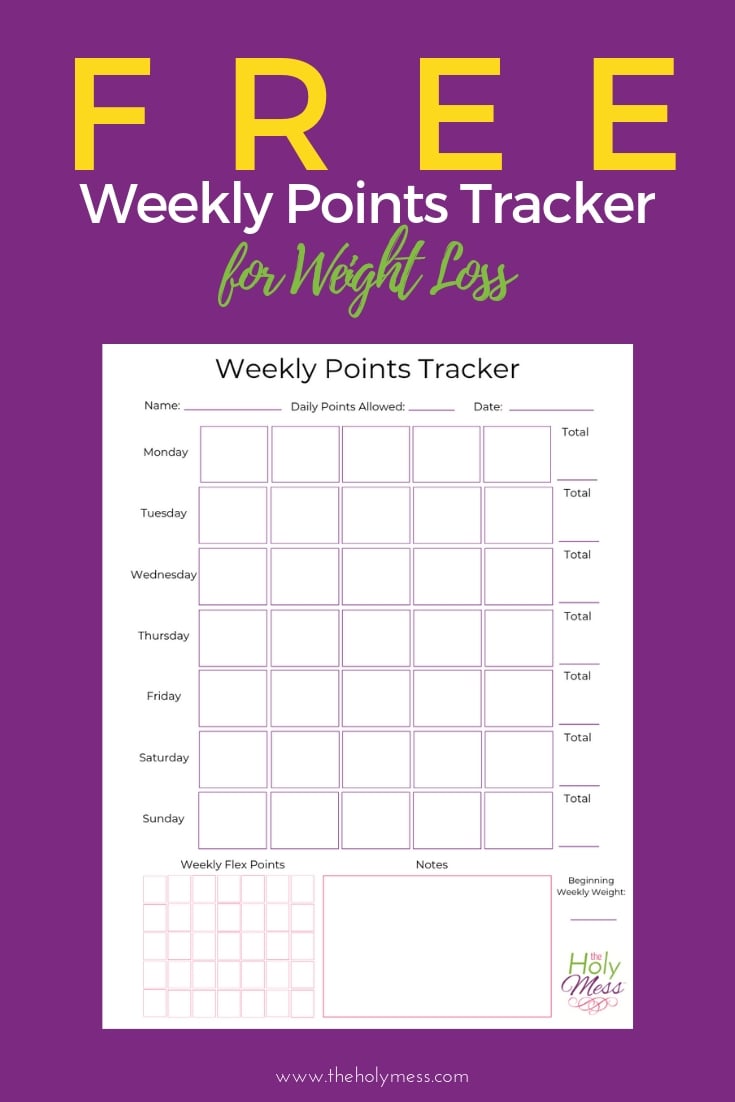 weekly points tracker printable (weight watchers friendly weekly
